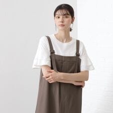 【汗染み防止】袖フリルTシャツ【UVカット洗濯機OK】