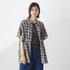 チェック柄チュニックブラウス