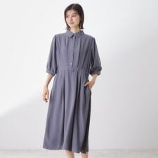 5分袖シャツワンピース【接触冷感防シワ吸水速乾UVケア洗濯機OK】