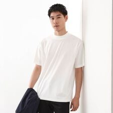 モックネックプレーティング半袖Tシャツ 【接触冷感洗濯機OK】