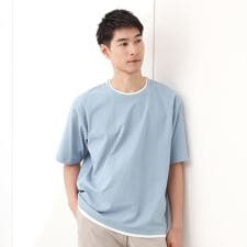 楊柳フェイクレイヤード半袖Tシャツ 【吸水速乾毛玉になりにくい洗濯機OK】