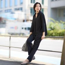 【着るだけでコーディネートが決まる】スキッパーブラウス&パンツセット