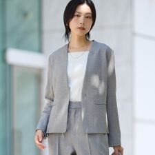 ビジネスノーカラージャケット【セットアップ可洗える】CAVIANシリーズ