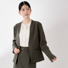 ビジネスノーカラージャケット【セットアップ可洗える】CAVIANシリーズ