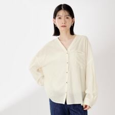 刺繍ポケットオーバーシャツ【体型カバー洗濯機OK】