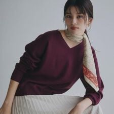 【すっきりシルエットが叶う】大人のためのVネックニット毛玉になりにくい静電気防止洗濯機OK