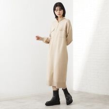 1枚でこなれ見え ハーフZIPワンピース【毛玉になりにくい静電気防止洗濯機OK】