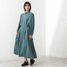 【即戦力ワンピース】フィット＆フレア長袖洗える