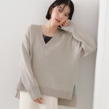 【体型カバー】ゆったり サイドスリットニット