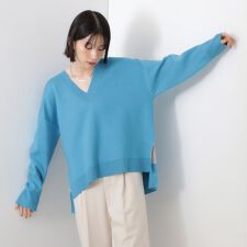 【体型カバー】ゆったり サイドスリットニット