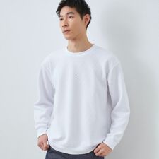 【大人の上品カジュアルに】ふくれキルトスウェット　軽量洗濯機OK