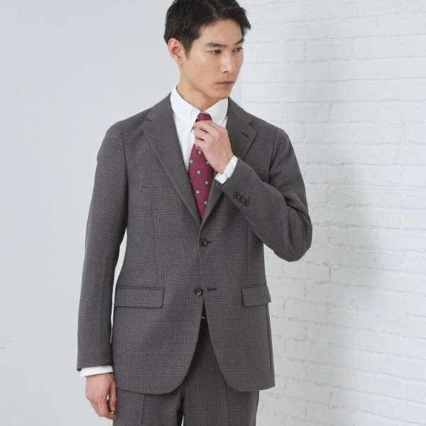 セットアップ可防シワ洗濯機OK】AVANT WOOLYグレンチェックジャケット