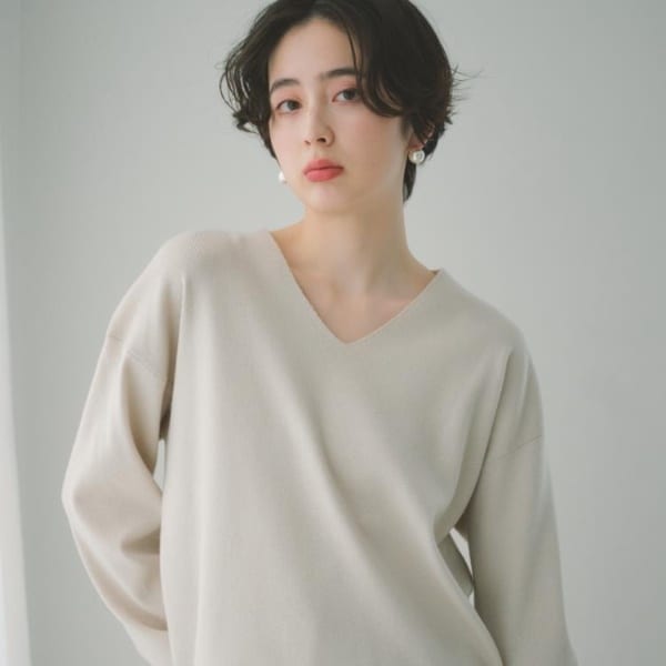 S-XLサイズ上品見えが叶う】Vネックニット蓄熱洗濯機OK | ザ ショップ