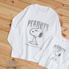 PEANUTS ／ ピーナッツ スヌーピー ヴィンテージ風プリント長袖Tシャツ