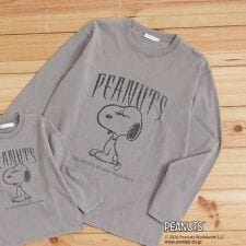 PEANUTS ／ ピーナッツ スヌーピー ヴィンテージ風プリント長袖Tシャツ