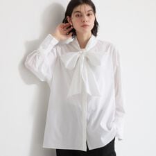 【通勤・セレモニー】タックボウタイブラウス