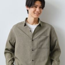 【LINO FINE】リネンライク 長袖シャツ UVカット　イージーケア　吸水速乾　洗濯機OK