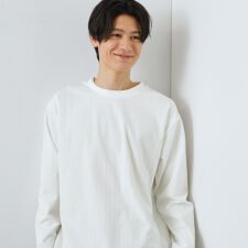 【程よく品のある着こなし】ジャカード フェイクレイヤード長袖Tシャツ 洗濯機OK