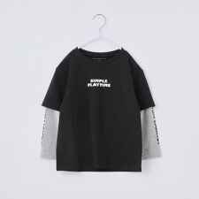 【110-160】袖レイヤード長袖迷彩アップリケ