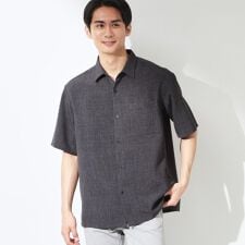 【LINO FINE】 リネンライク半袖シャツ UVカット／イージーケア／吸水速乾／洗濯機OK／セットアップ可