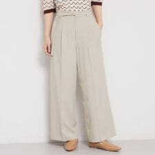 麻調共ベルト付ワイドパンツ