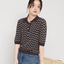 衿付きジャカードポロニット