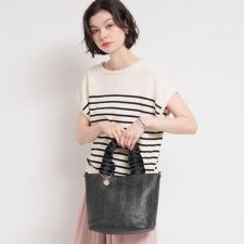 雑材フリルハンドルトートバッグ