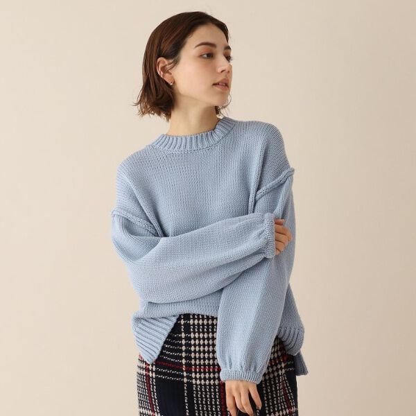 コットン混ローゲージニット