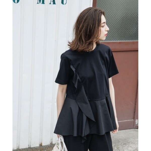 シルケットコットン フハク切替 フリルカットソー【WEB限定