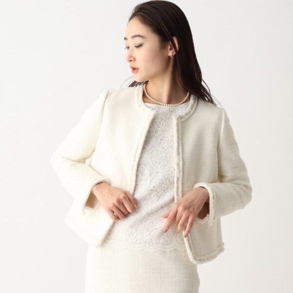 DELEGANT コットンツイードジャケット【OPAQUE.CLIP NAVY