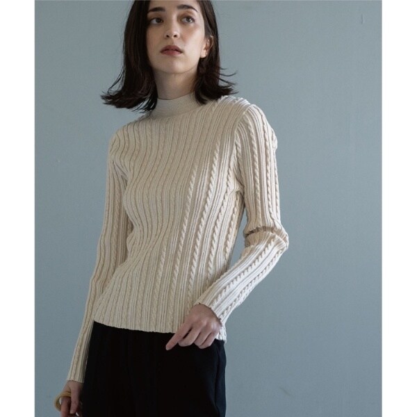 ラメケーブル プルオーバー ホワイト マリークワント MARY QUANT ラメケーブル プルオーバー