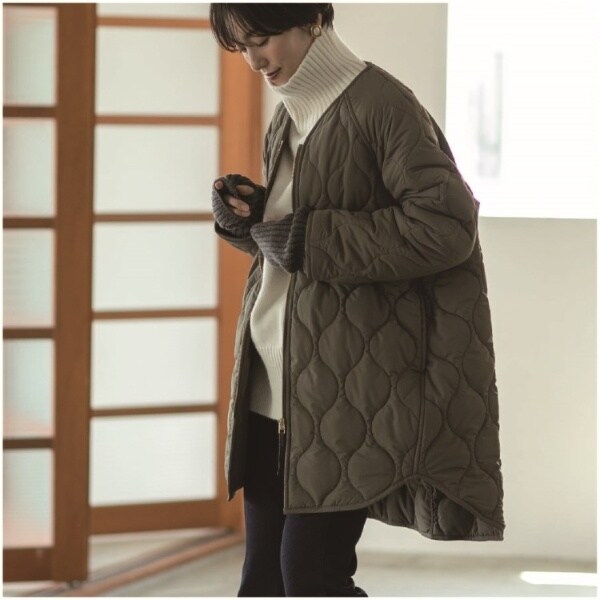 アームウォーマー付き キルティングロングコート【洗える】 | オペーク