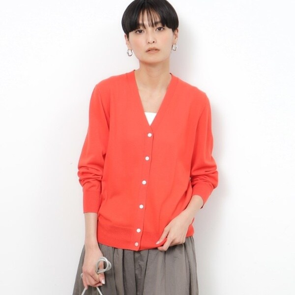 オーガニックコットン 赤 カーディガン
