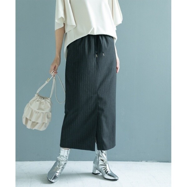 美人百花掲載》ピンストライプイージーナロースカート【洗濯機