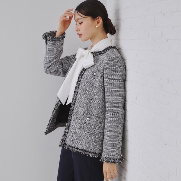通勤・セレモニー対応》コットンツイードミドルジャケット | オペーク