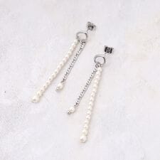 フェイクパール×メタルラインピアス