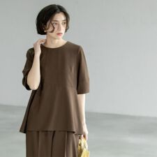 6色展開》ストレッチペプラムブラウス／セットアップ対応【洗濯機洗い 