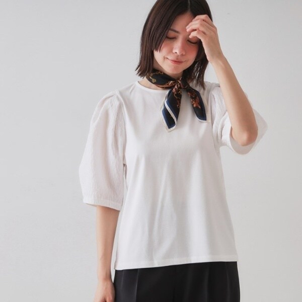 ふくれドッキングスリーブトップス【洗濯機洗い可】