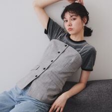 メランジビスチェ風ジレセットアップ対応可【洗濯機洗い可】