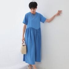 アシメドッキングフレアワンピース【洗濯機洗い可】