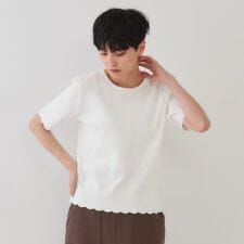 裾スカラップニット【洗濯機洗い可】