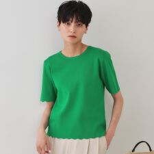 裾スカラップニット【洗濯機洗い可】