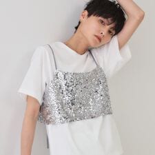 《ツインセット》スパンコールキャミ×Tシャツ【洗濯機洗い可】