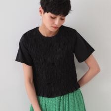 シャーリングショートTシャツ【洗濯機洗い可】