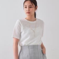 ふくれジャカードショートカットソー【洗濯機洗い可】