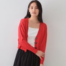 UV Vネックニットカーディガン【接触冷感洗濯機洗い可抗ピル】