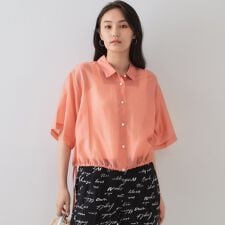 裾ドロストシアーショートシャツ【洗濯機洗い可】