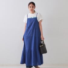 インドコットンアイレット刺繍キャミワンピース【洗える】