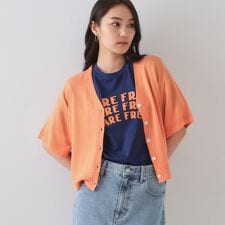 Vネックショートニットカーディガン【洗濯機洗い可抗ピル】