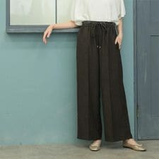 ウエストサテン使いイージーワイドパンツ【洗濯機洗い可】